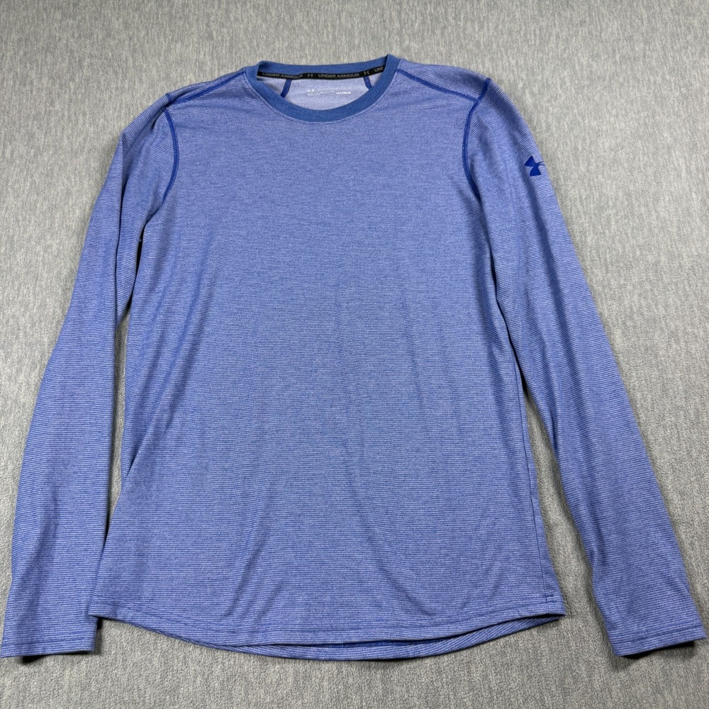 Under Armour Shirt Mens M Blue HeatGear Fitted Athletic Running Long Sleeve Tee